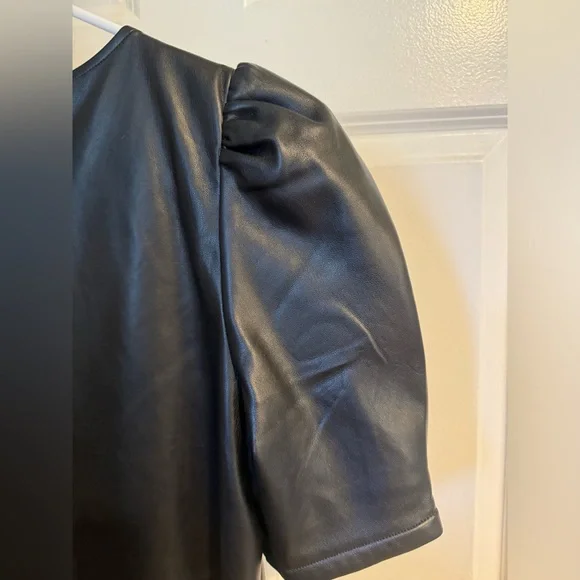 NWOT LOFT Short sleeve Black Leather Dress - Picture 7 of 7